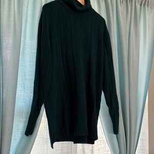 Elegant Teal Knit Turtleneck Sweater